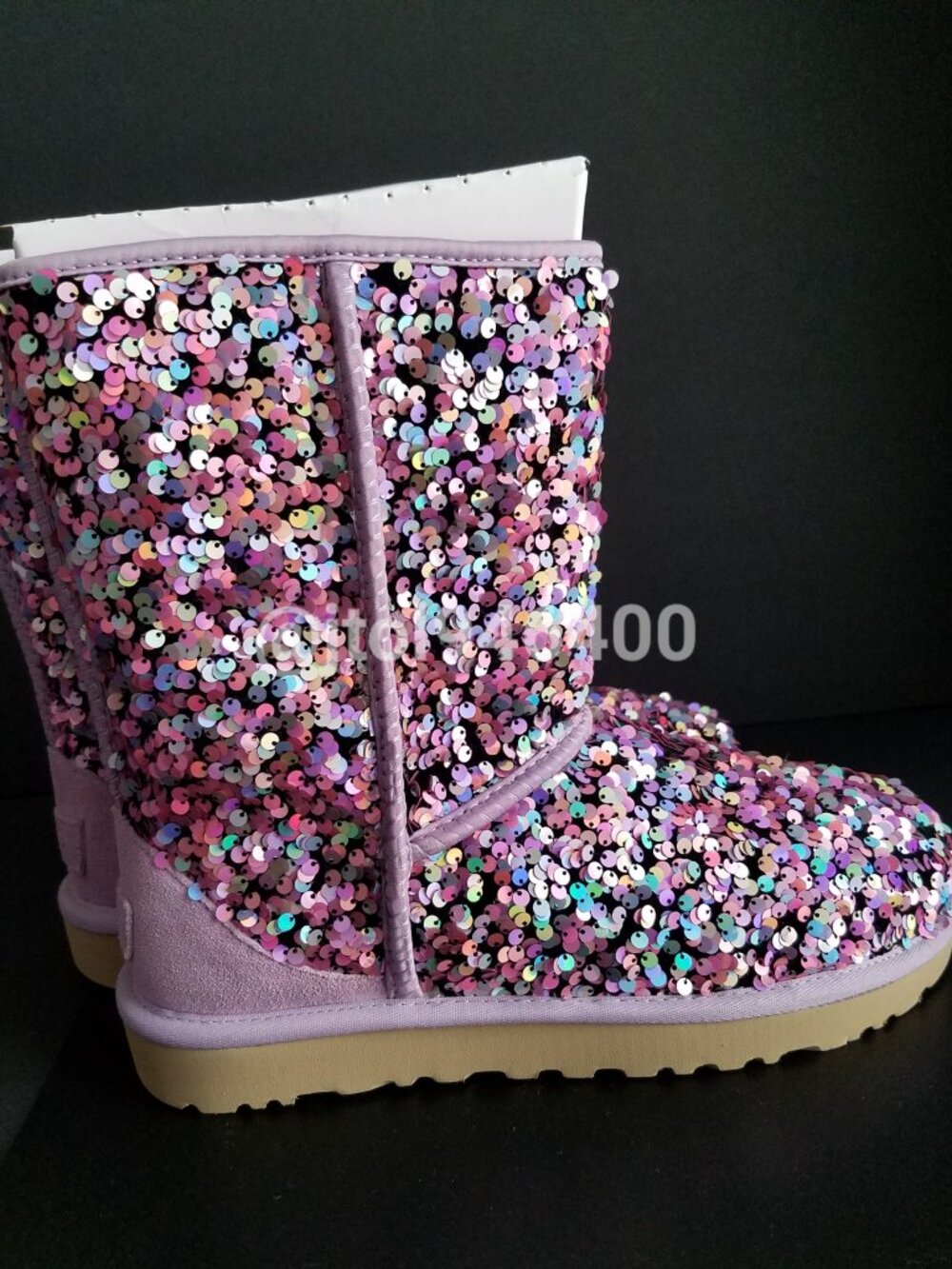 Ugg Classic Short Stellar Sequin Lilac Boots Size 9
